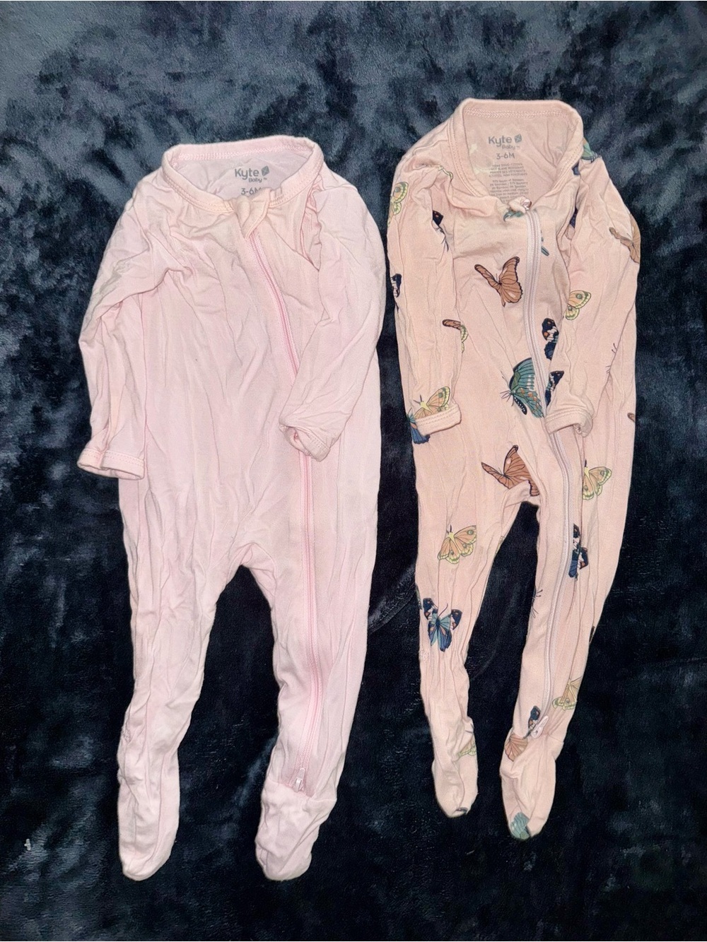 Bundle Kyte BABY Light Pink Footed One-Piece Sleepers with Butterfly Print.